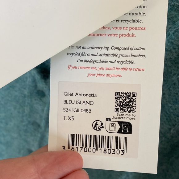 SEZANE ANTONETTA CARDIGAN  Island Blue XS - Picture 4 of 6